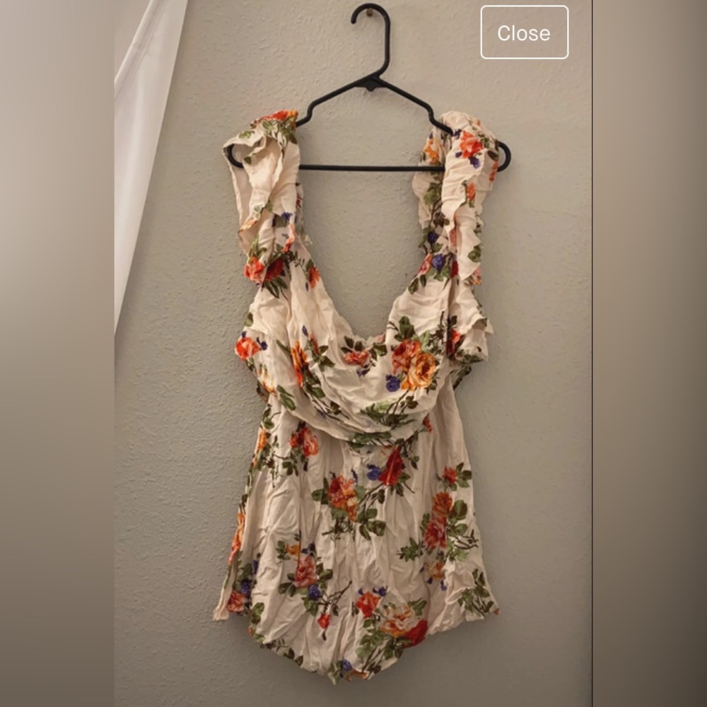 Floral off the shoulder romper